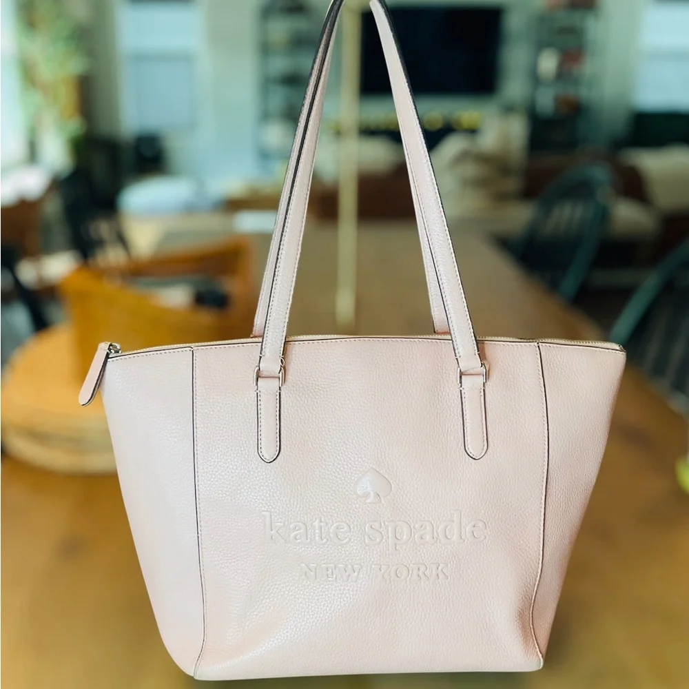 Kate Spade Sienne Logo Large Pink Zip Leather Tote